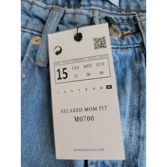 Muselooks Womens Capris 15 33x25 Jeans Relaxed Distressed Medium Blue Wash‎ NEW - Picture 3 of 16